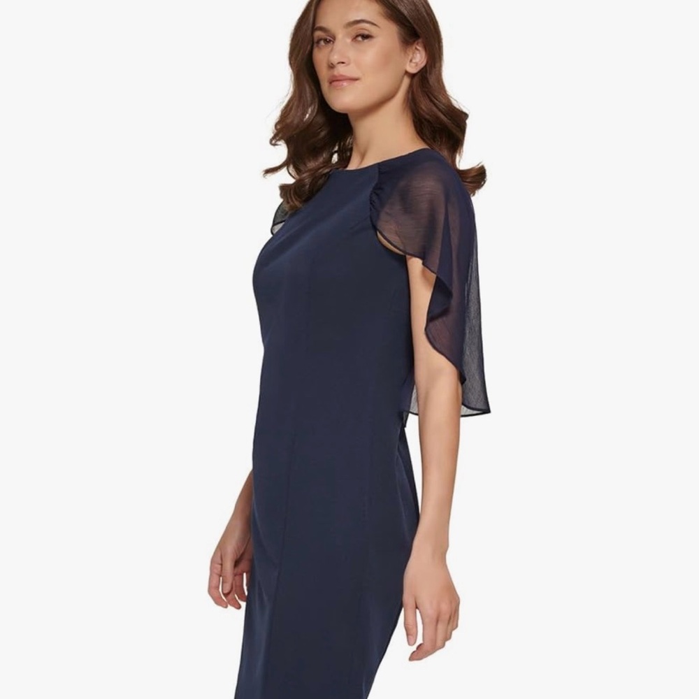 DKNY Sleeveless Combo Cape Dress
